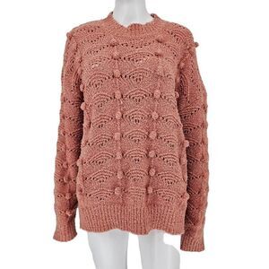 Hyfve Popcorn Pompom Crewneck Sweater Pink M New